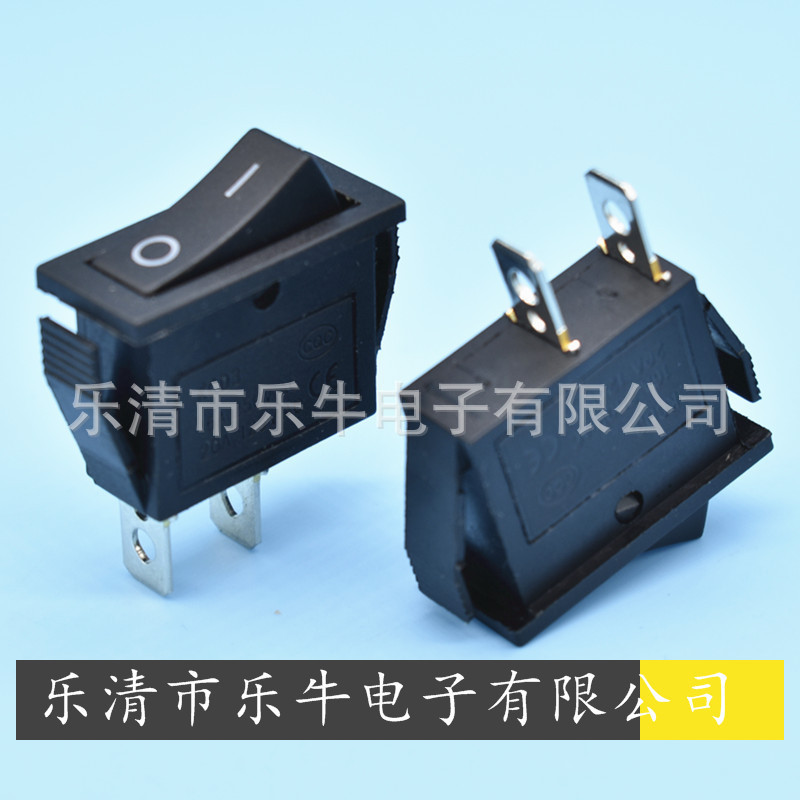 黑色2脚船型开关 KCD3 2脚2档黑色翘板开关16A 大电流2脚电源开关