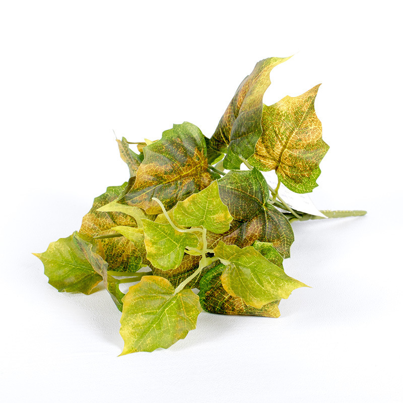 Plantas verdes falsas, decoración de paredes, hojas de plantas de simulación, arreglos florales de pared de fondo, 7 cabezas, lavanda de perilla