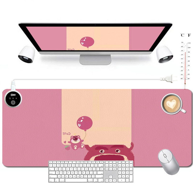 ピンクのかわいい女の子の暖かいテーブルマットの巨大な汚れに強い加熱マウスマットDIY暖かい手の発熱オフィスのテーブルマット|undefined
