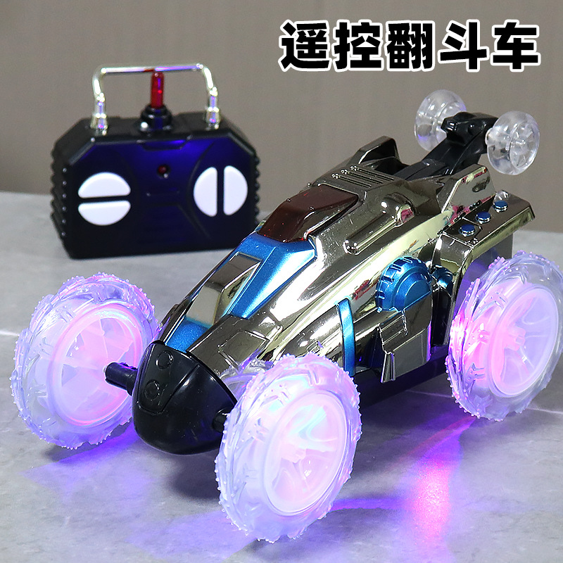 Transfronterizos niños controlados remotamente camión de volcado de luces frescas acrobacias giratorias camión de volcado de niños controlados remotamente carro al por mayor