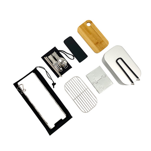 Outdoor tableware set, camping multifunctional Japanese aluminum lunch box, portable folding heatable lunch box for cooking meals