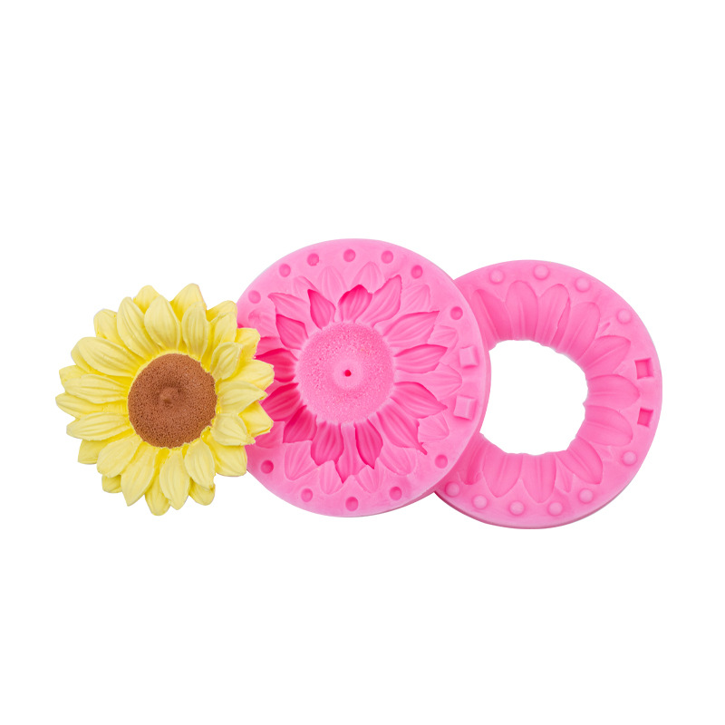 3D girasol sol clip molde de silicona DIY fondant cake creativo hornear vela yeso aromaterapia