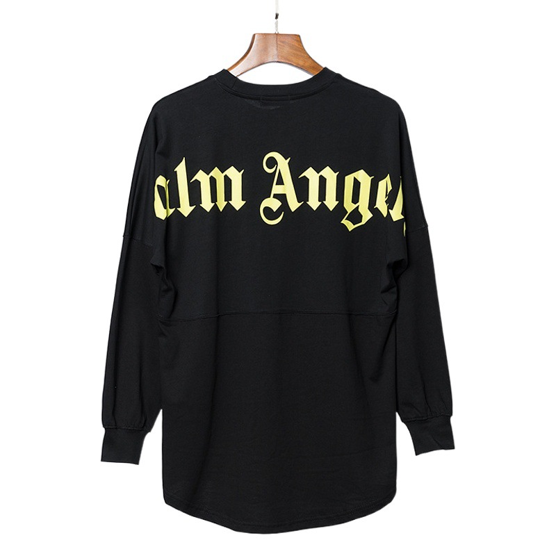 Venta al por mayor versión correcta pa marca de moda manga larga Camiseta palmera espalda Carta Grande logo manga de Batwing OS gota hombro superior