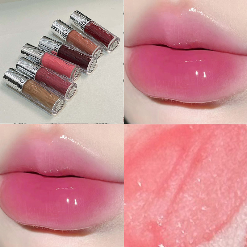 HERORANGE esmalte de labio de espejo, vidrio de agua, labios transparentes, hidratantes, brillo de labios coreano.