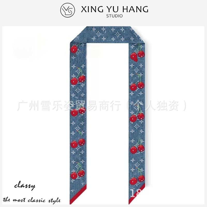 Nana's same style cherry blue small ribbon