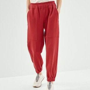 BC Same Style Women's Pure Cotton Straight Leg Bundled Casual Sports Pants New Style Ancora Red Drawstring