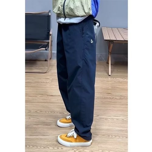 Multi-pocket Washed Work Pants for Men—Spring/Summer Collection, Japanese Style, Navy Blue, Slim Fit, Micro-Tapered Design