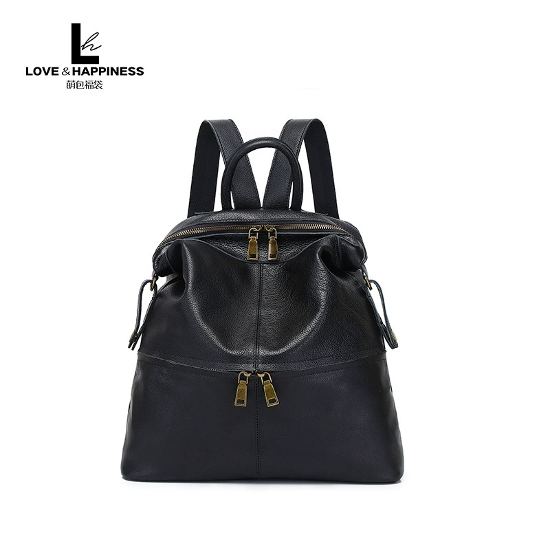 Trend backpack, retro leather capacious one-shoulder bag, genuine leather