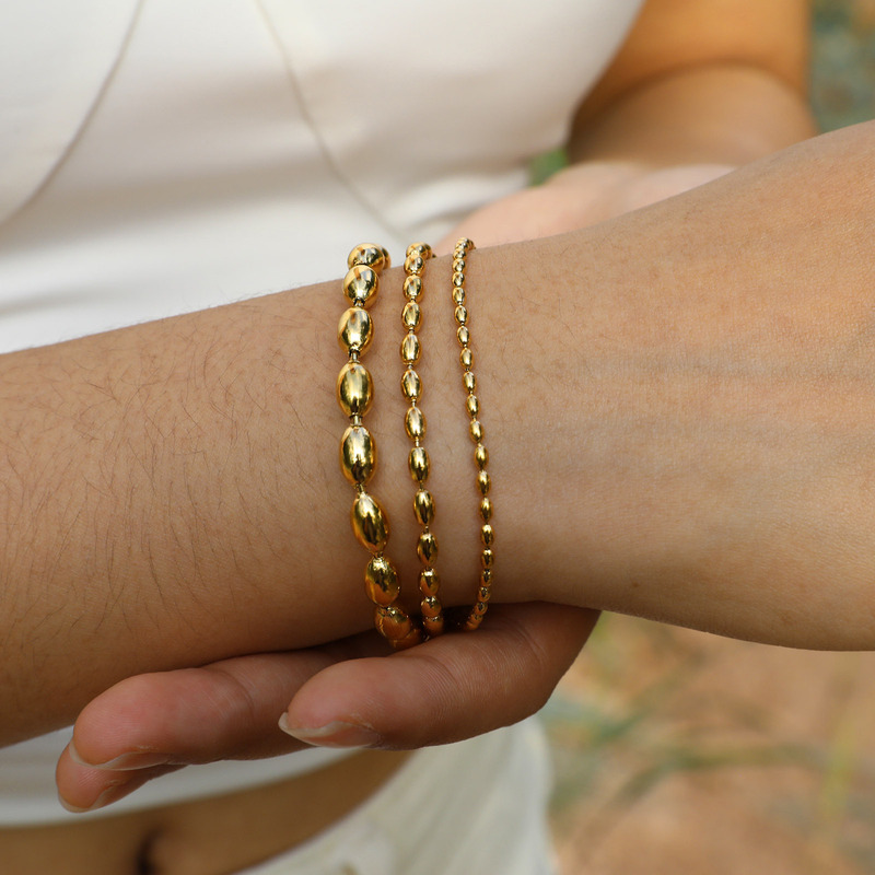 New stainless steel olive rice beads bracelet fashion women's hand jewelry fashionable retro style accessories wholesale
