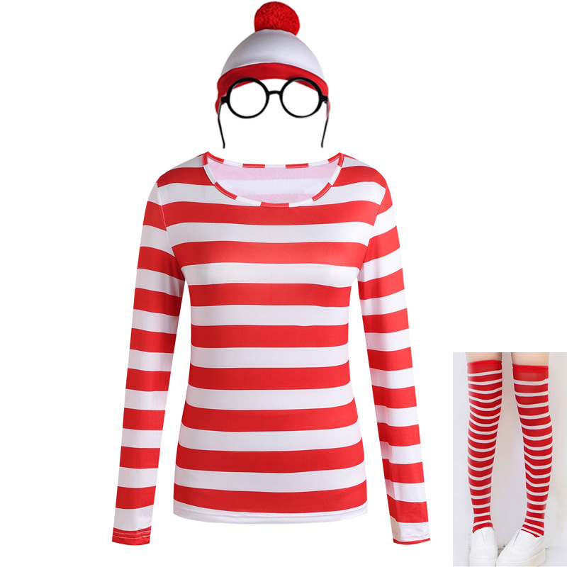 Anime Smart Werry Wherr's Wally Disfraz de cosplay para padres e hijos Espectáculo de Halloween