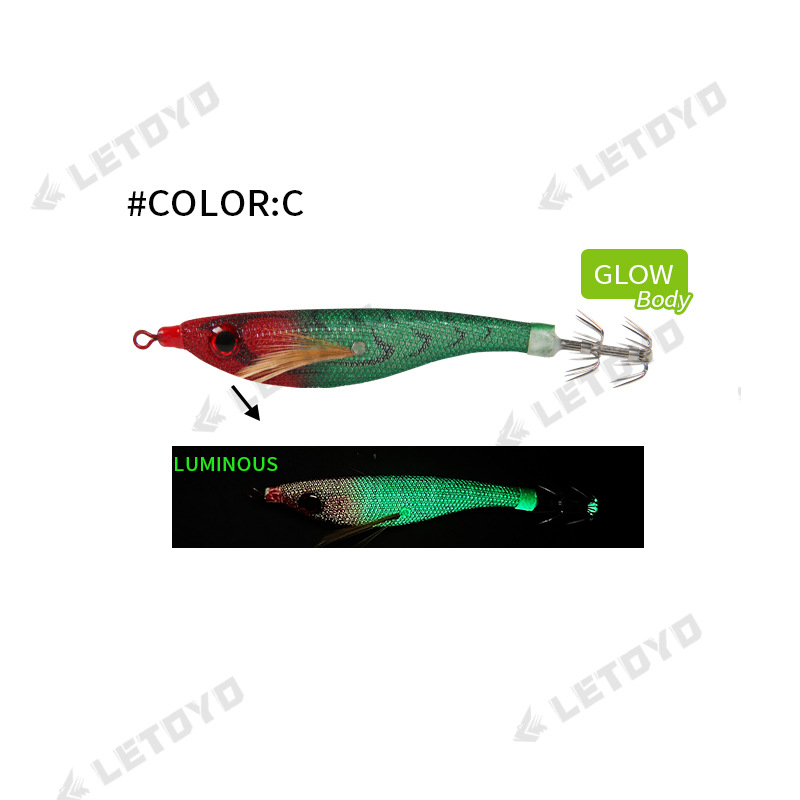 Letoyo Camarón horizontal madera Camarón calamar cebo luya cebo 99mm pulpo gancho