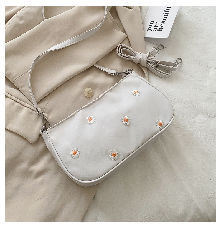 127g Weight Polyester Lining Material Zipper Closure Type Single Shoulder Strap Strap Type Shoulder Bag Bags Type Casual Occasion Pu Leather Material Daisy Pattern All Seasons Season Women's Gender Vacation Style Dumpling Shape Shape Small Size Women's Small Pu Leather Daisy Vacation Dumpling Shape Zipper Shoulder Bag 15
