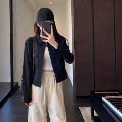 LULU露露同款工装夹克长袖透气孔面料衬衫时尚翻领外套女一件代发
