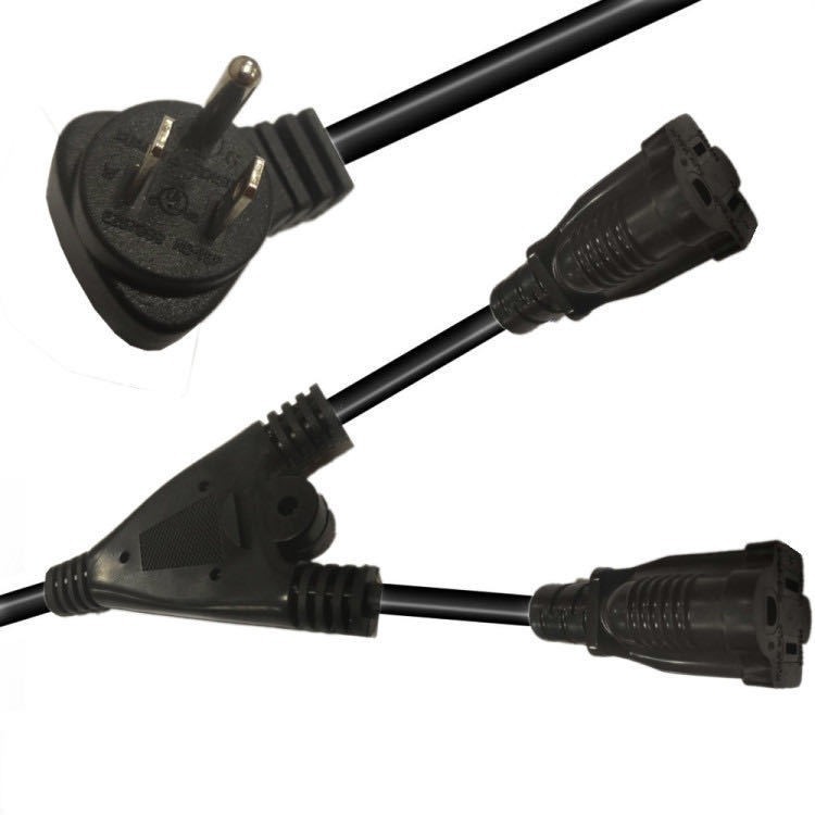 供应三通美式插头Y型电源线美标一分四延长线   美规一转四转接头