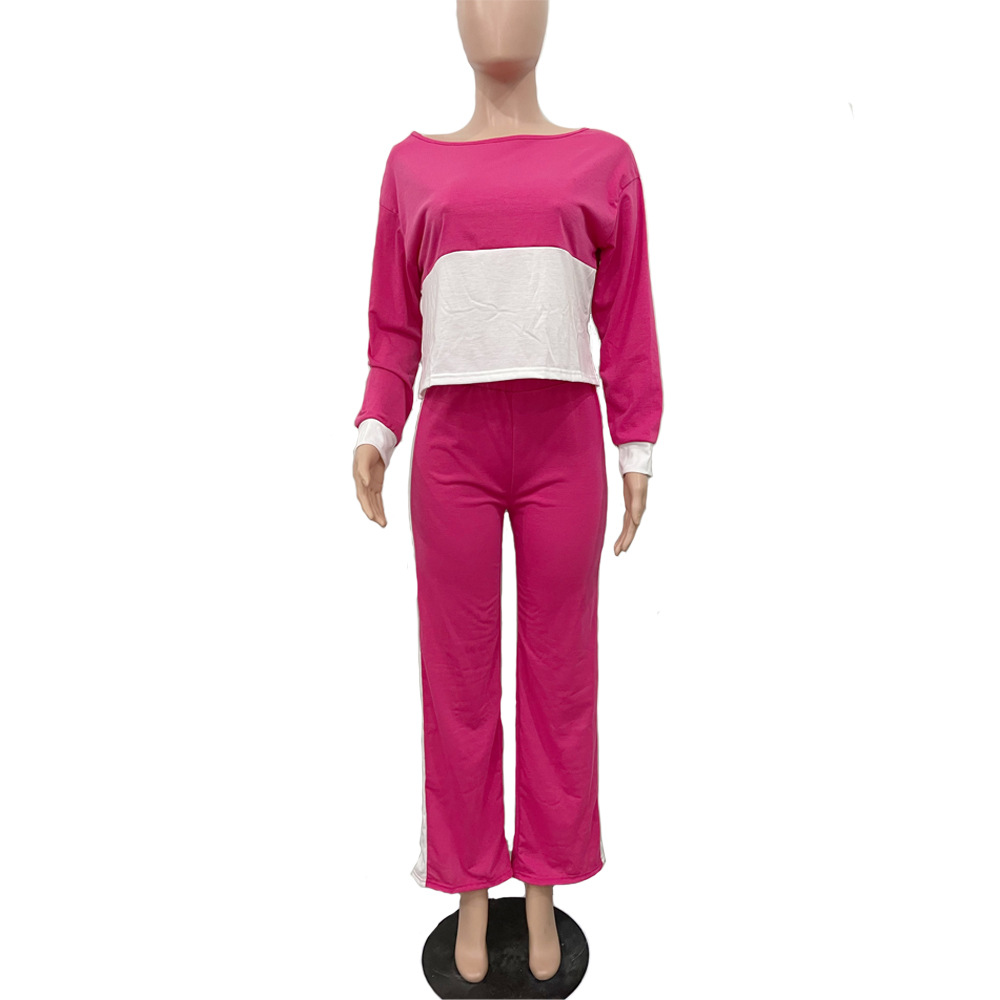 Damenbekleidung Kontrastfarbene Nähte Freizeitanzug Drei Farben Optional_voghion.com