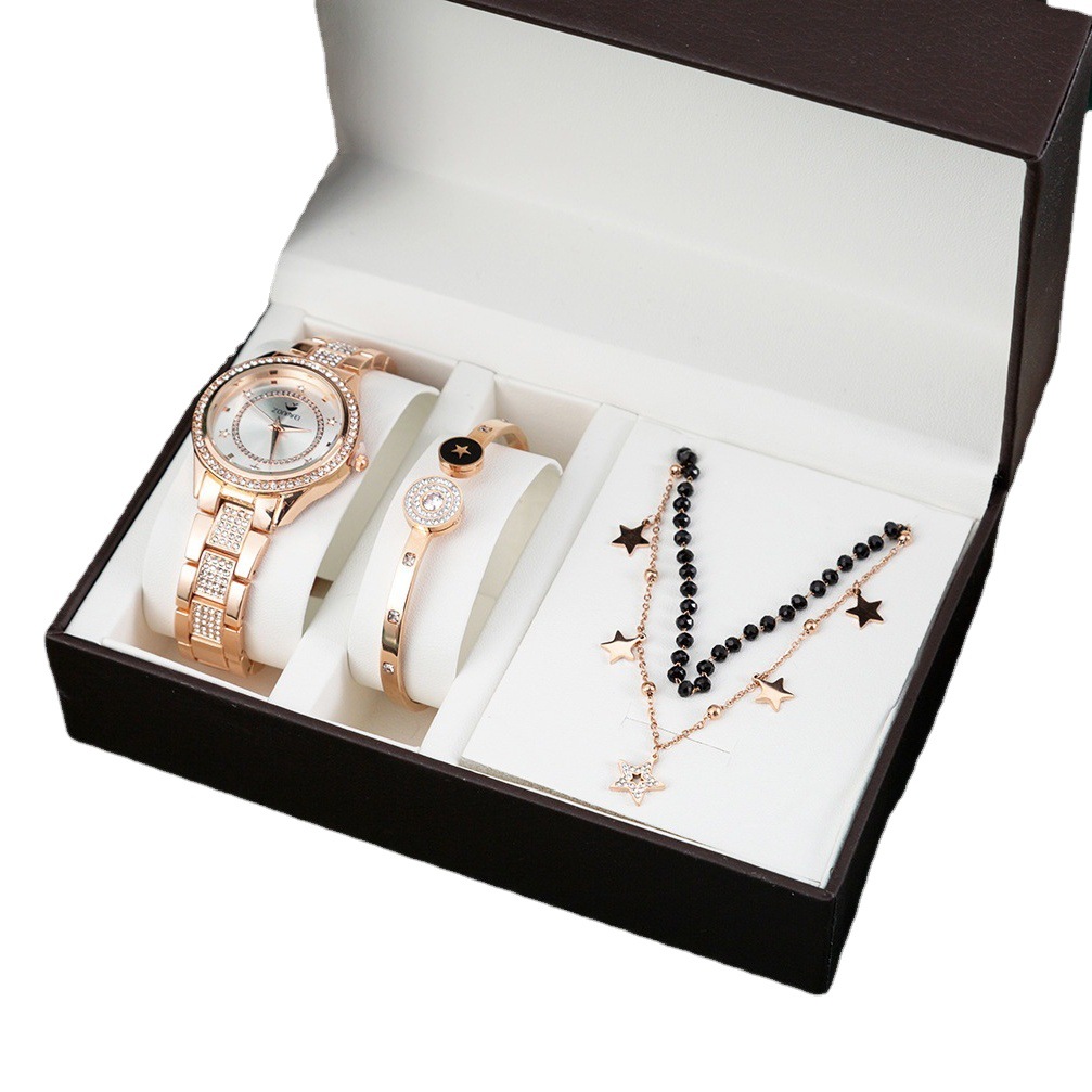 ZONMFEI reloj de pulsera 3 piezas mujeres OL estilo reloj traje pequeño color al por mayor retención pulsera doble capa collar reloj de mujer