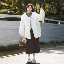 2025新款设计感减龄大翻领加大码羽绒服女短款胖mm200斤外套百搭