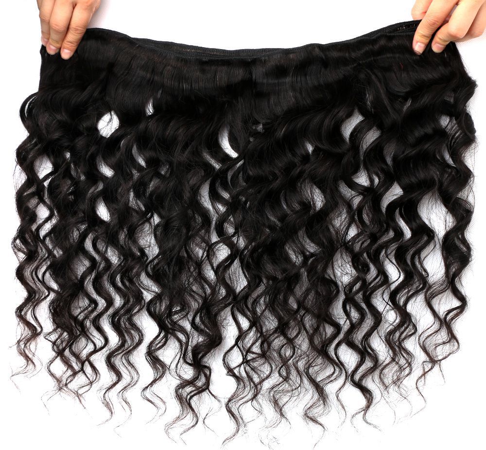 10,0 cortina de cabello humano real suelta la onda profunda armadura del cabello humano Peluca de cabello humano real