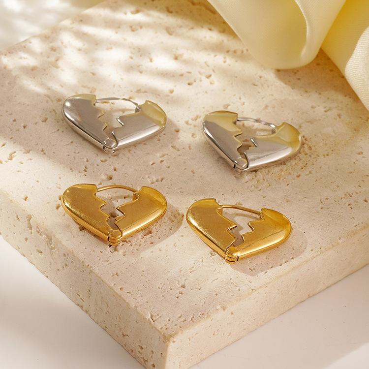 Nicho de diseño de la personalidad europea y americana, corazón roto, amor, pendientes brillantes, temperamento, nuevos joyeros, pendientes de viento frío