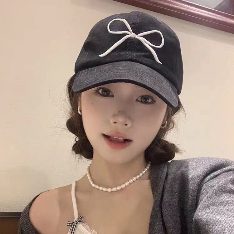 Women's Gender Women's Lady Bow Knot Curved Eaves Baseball Cap