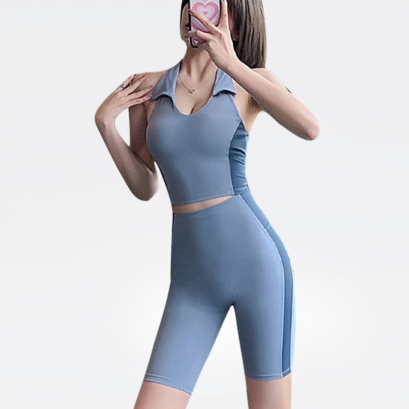 2022 primavera y verano nuevo chaleco de yoga femenino Lulu Halter solapa belleza espalda contraste color adelgazamiento deportes ropa de yoga femenino