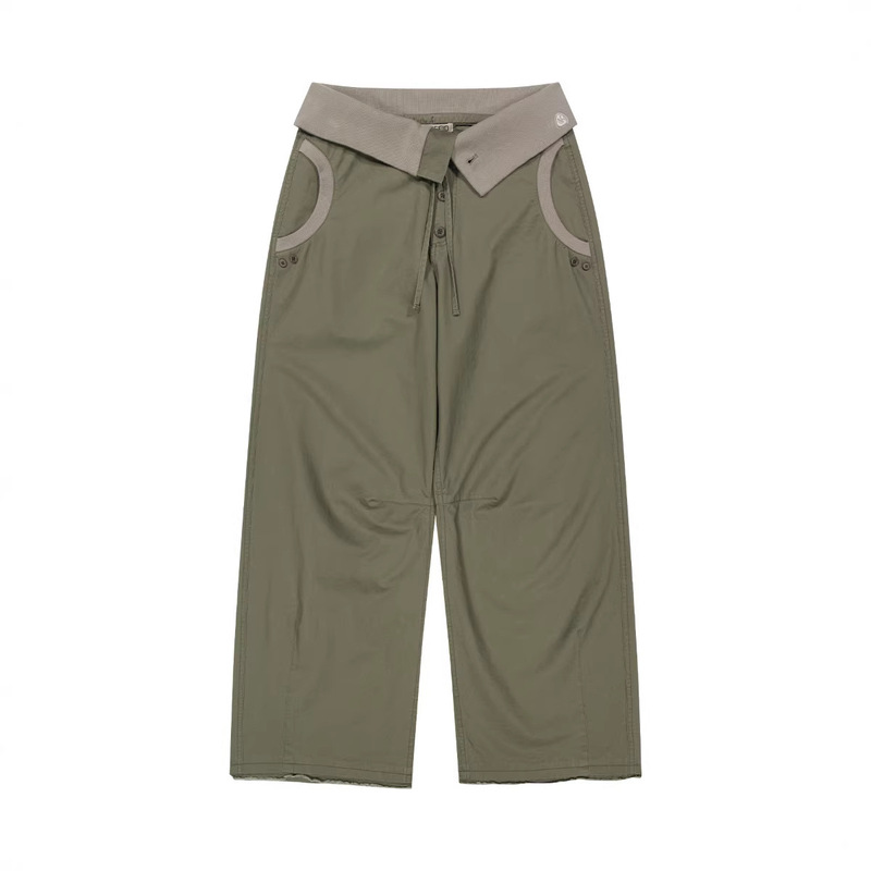 Korean Niche Brand Coyseio Drawstring Cuffed Wide-Leg Pants Workwear Style Loose Casual Straight-Leg Long Pants for Women Korean Niche Brand Coyseio Drawstring Cuffed Wide-Leg Pants Workwear Style Loose Casual Straight-Leg Long Pants for Women