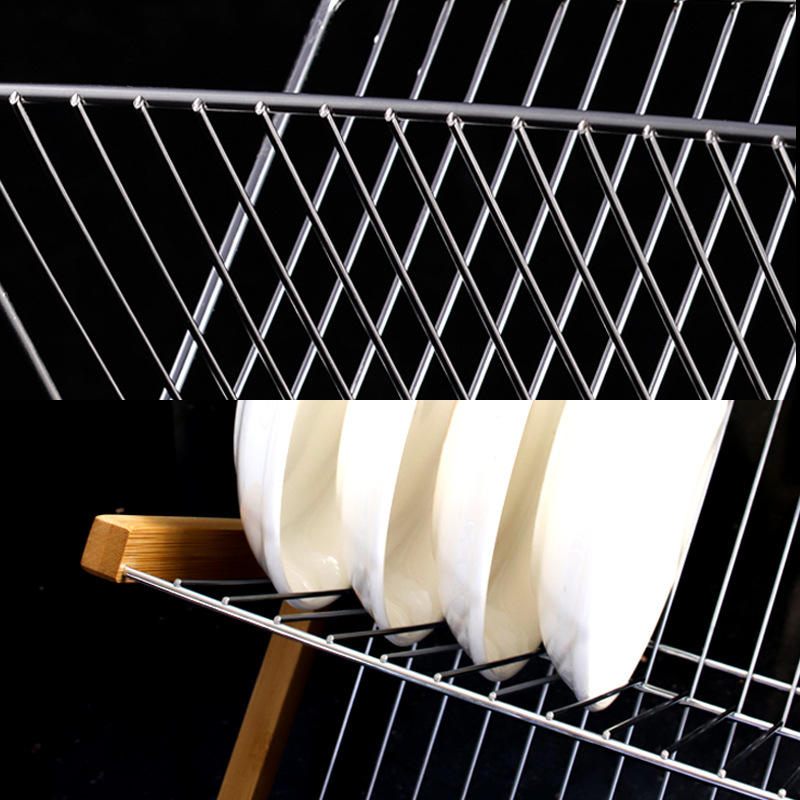Ventilación de cocina de bambú Nan estante plegable multifuncional lavavajillas estante de platos estante de platos estante de almacenamiento de platos estante de agua