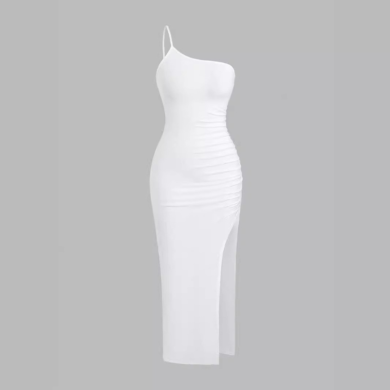 Back-To-School Season Foreign Trade Cross-Border Evening Dress Party Women's One-Line Neckline Tube Top Dress Sexy Backless High Slit Long Skirt