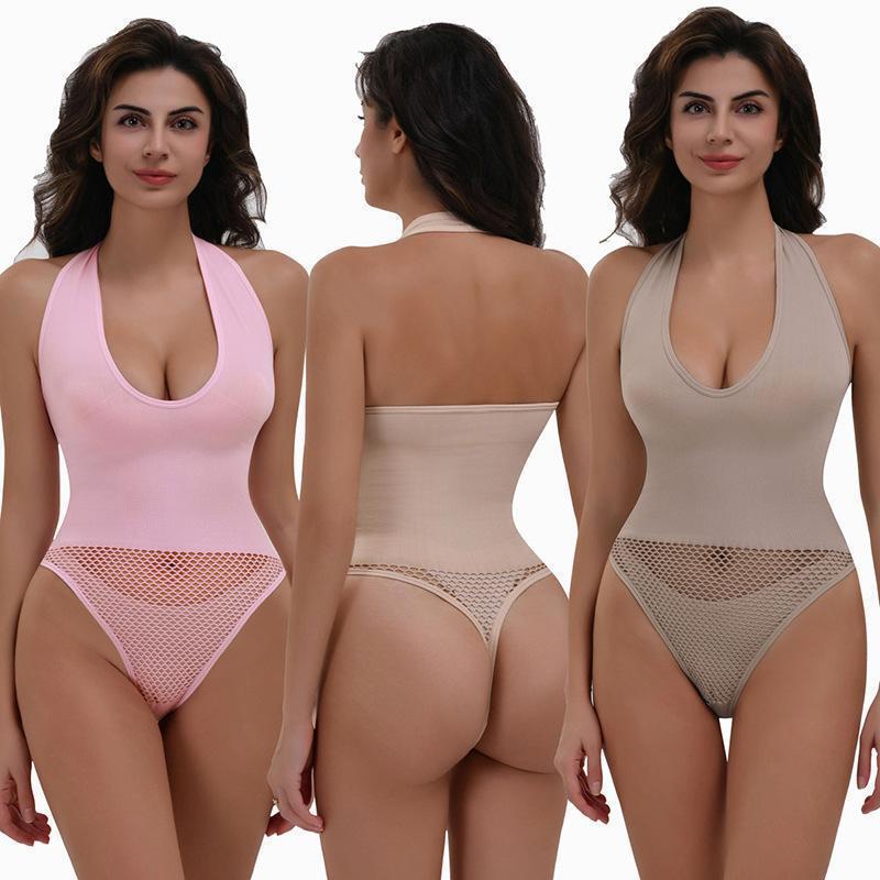 Cross-Border Large Size Corset Body Shaping T-Shaped Waist Shaping Garment Summer Sexy Low-Cut Halter Neck Body Shaping One-Piece