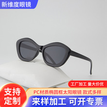 跨境供应 PC材质椭圆框太阳眼镜 时尚休闲高清显示中性风遮阳镜