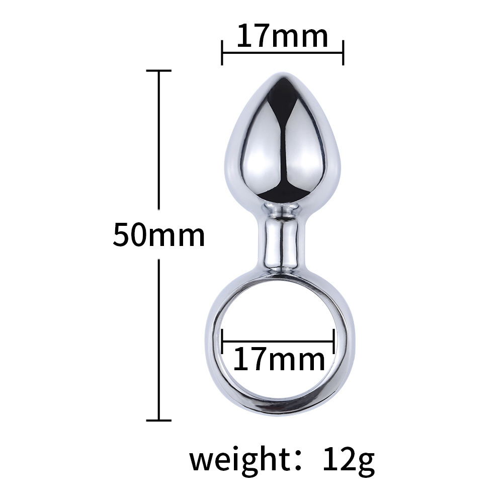 Metal Hand-Pulled Anal Plug, Silver Steel Beads, 6 cm Regular Size — detail image 3