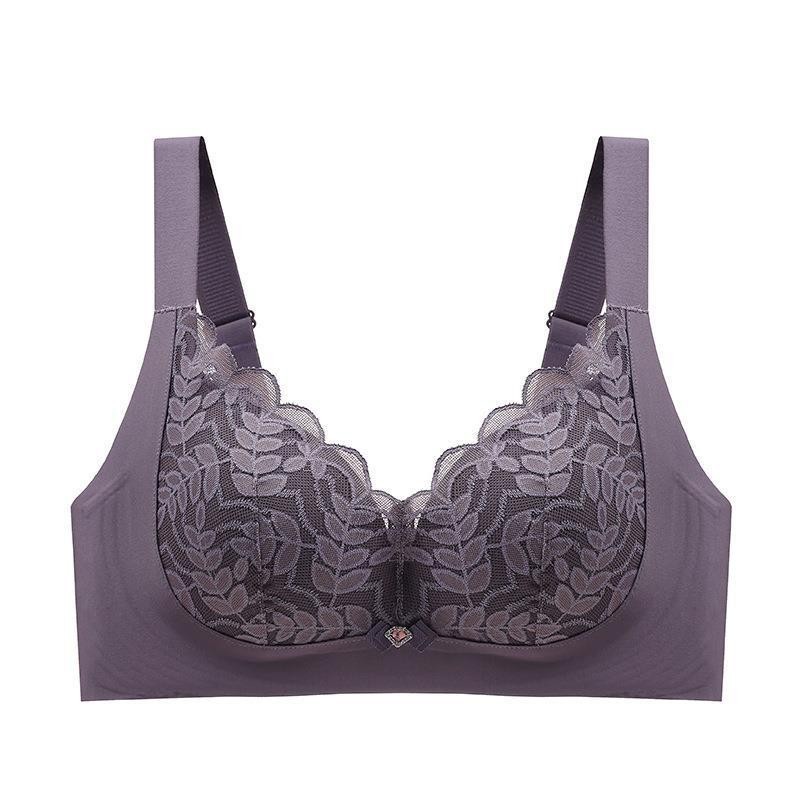 Ropa interior de látex de apoyo suave de tamaño grande para damas, pecho grande y pequeño, sin anillo de acero, sujetador de encaje anti-prolapso.
