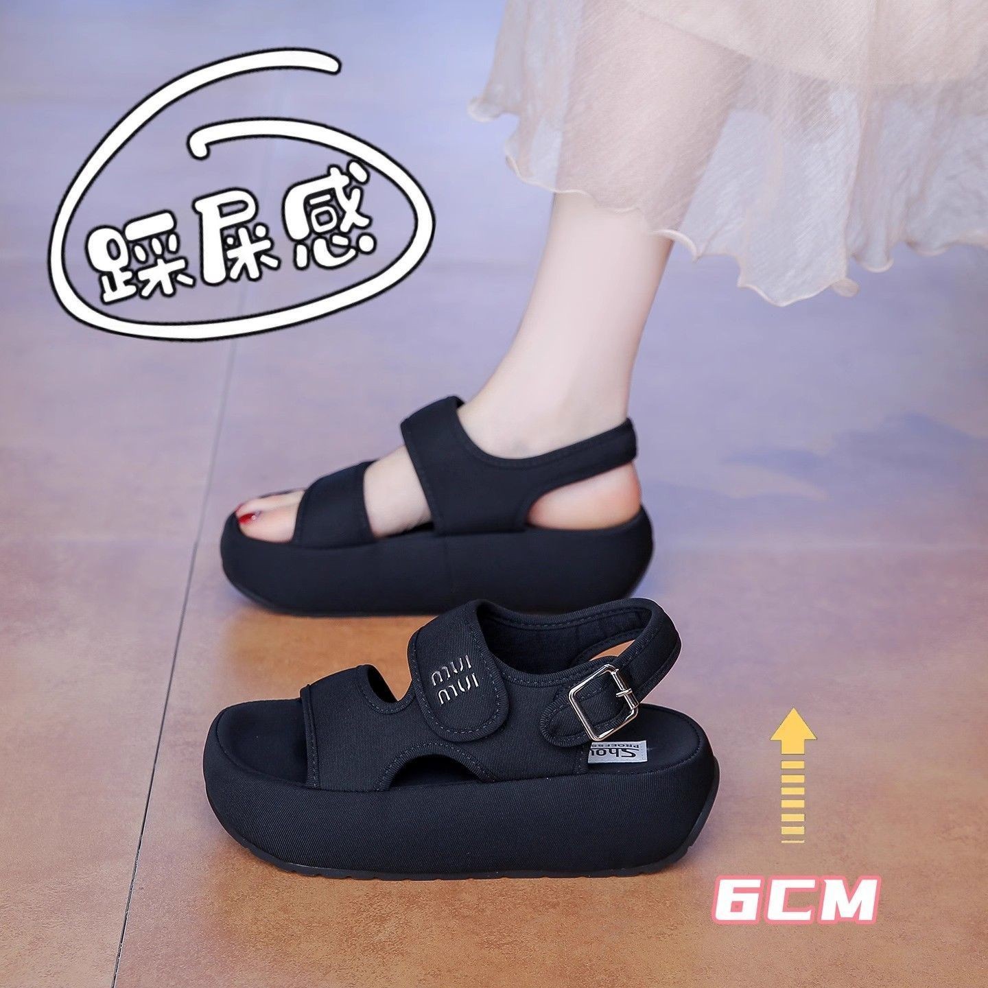 Sandalias de velcro francés para mujeres 2026 verano nuevo estilo de tela de alta calidad hueco transpirable zapatos de playa casuales