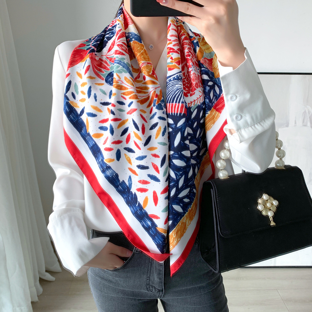 83g Weight Silk Scarf Classification Holiday, Street Occasion Twill Material Color Block Pattern Spring&Summer Season Women's Gender Elegant, Basic, Simple Style Style Women's Elegant Basic Simple Style Color Block Twill Silk Scarf 2
