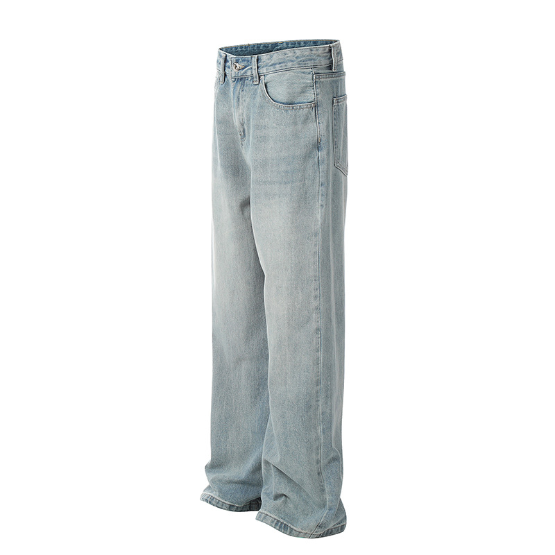 Retro Straight Leg Wide Leg Jeans Loose Fit Casual Summer Style Clean Street Style Floor Length Pants For Men And Women_mkmklike.com