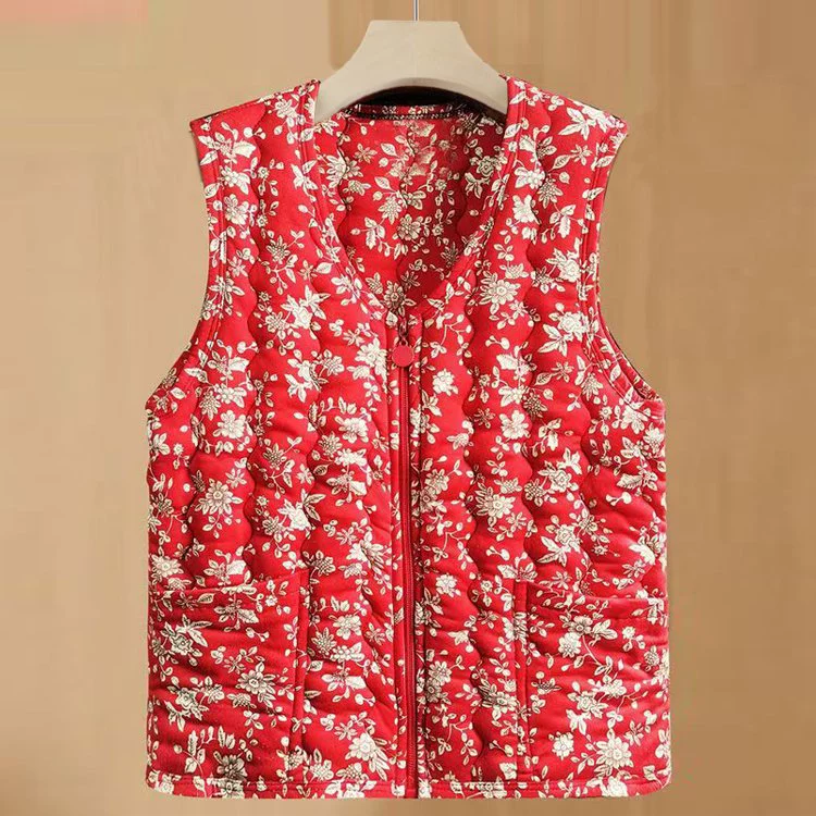 Бабушка в осеннем и зимнем бархатном жилете мама теплая жилет