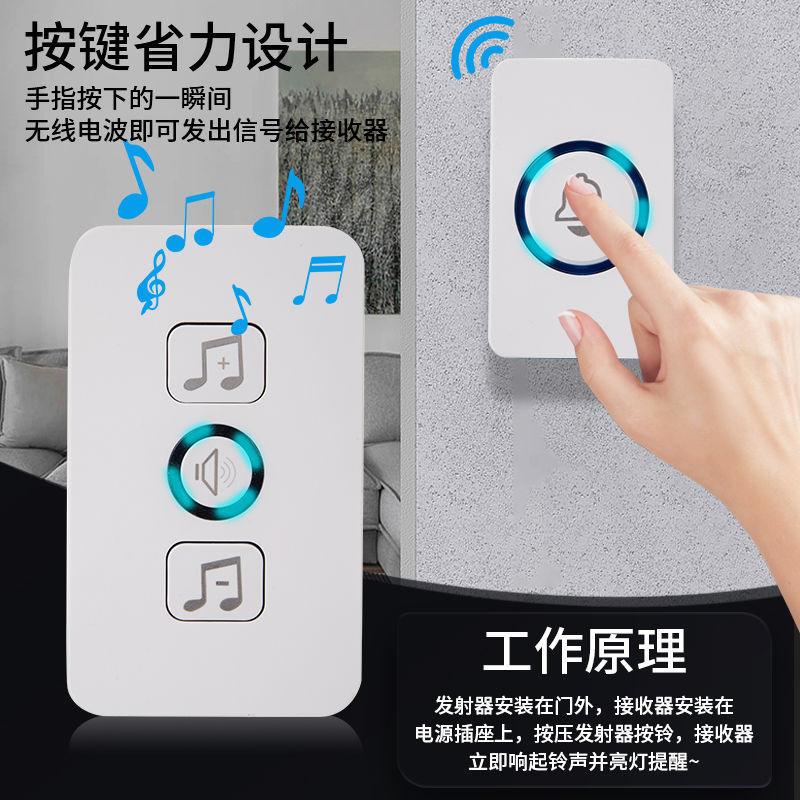 ワイヤレスドアベル、家庭用大音量、高齢者向け長距離、1対2のスマート電子リモコン、ユニバーサルポケットベル|undefined