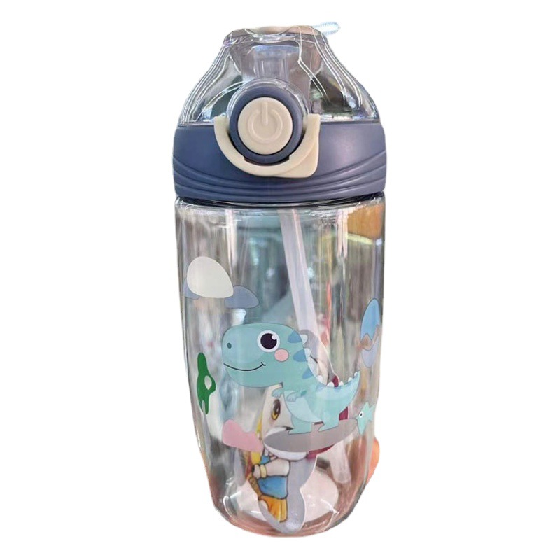 Suliya nueva historieta linda de los niños de dibujos animados de plástico de la taza de agua correa de paja hervidor cerradura de rebote cubierta