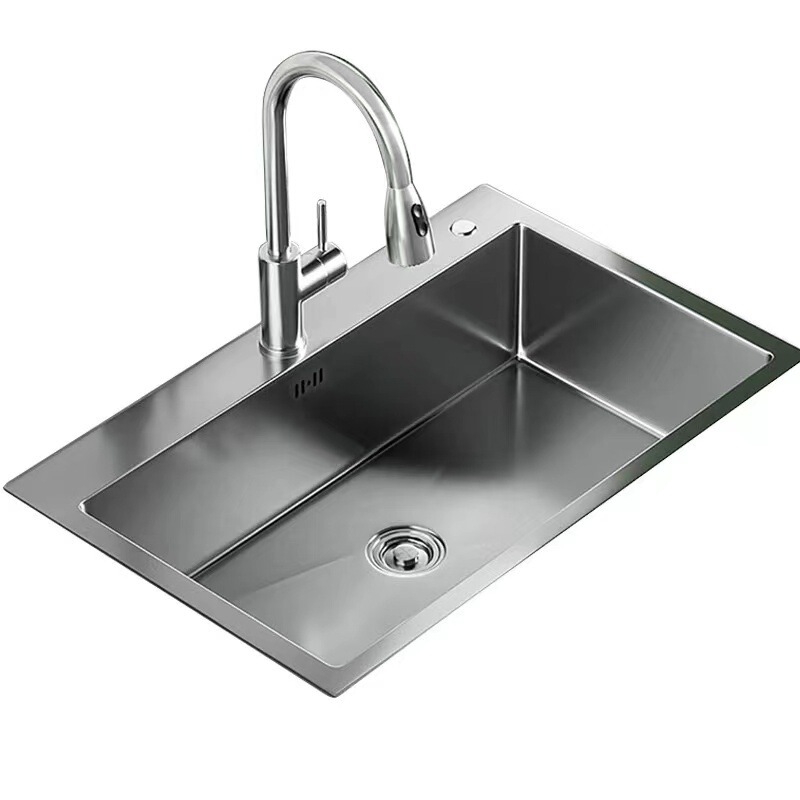 High Quality 75*45 304 Stainless Steel Kitchen Sink Modern New Design Counter Installation Double Control Dishwashing Basin