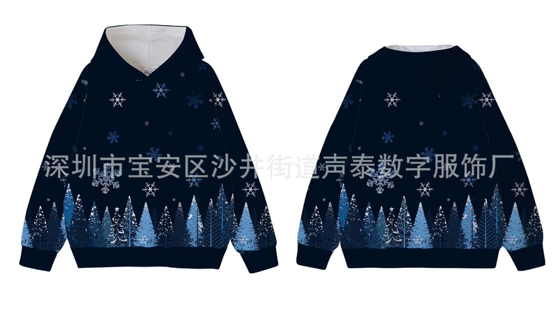 クリスマス親子ウェアクロスボーダーヘラジカフード付きスウェットシャツデジタルプリント長袖スウェットシャツカスタム秋冬フード付きスウェットシャツ|undefined