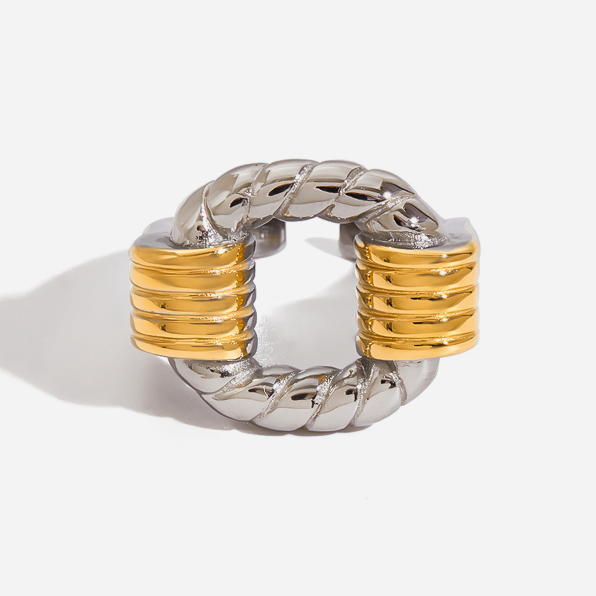 Classic Style Gold And Silver Color Matching Hollow Opening Ring