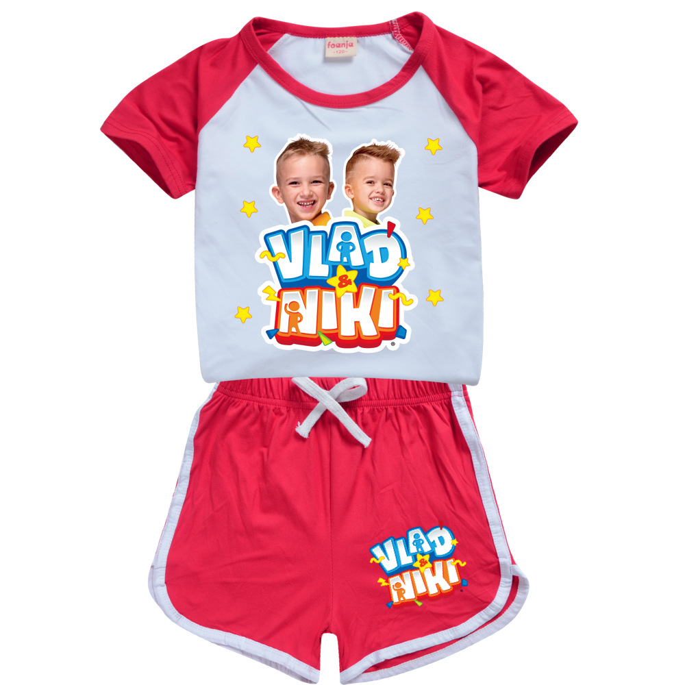 Jungen Sommer Vlad Niki Sets Kurzarm T-Shirt Shorts 2 Stück Anzug Casual Sportswear Kinder kleidung Trainings anzug für Teenager Mädchen – Detail 4