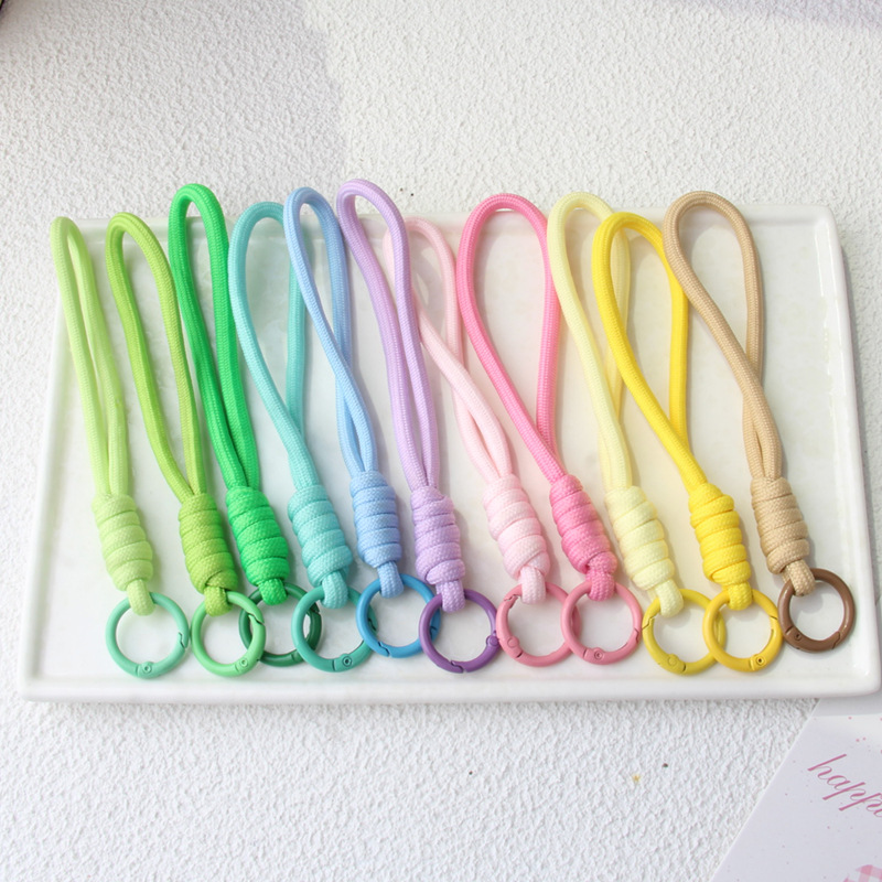 Color-Blocked Knotted Mobile Phone Lanyard, Creative Short Keychain, Water Cup, Portable Rope, Cup Cover Rope, Trendy Anti-Lost Sling