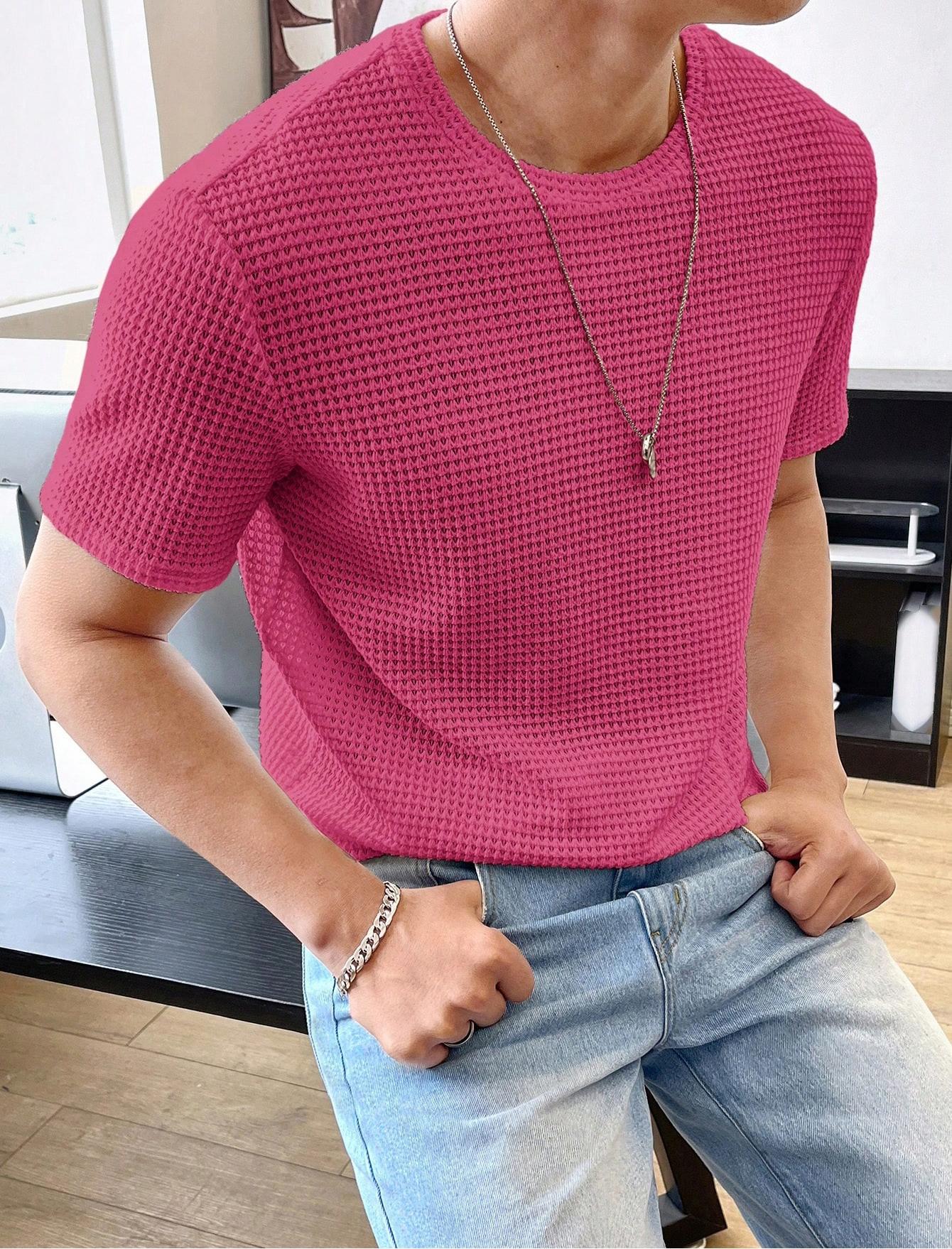 "Men's Loose Fit T-Shirt - Solid Color, Casual Style, Short Sleeve Summer Tee" - Picture 13 of 13