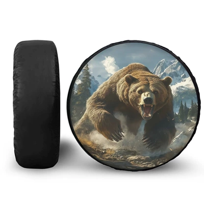 Style Brown Bear Aggressive Car Tire: Spare wheel cover - 14in-d252bz48-1