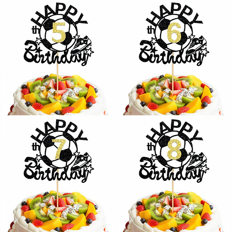World Cup Instagram-Style Football Cake Toppers, Number Cake Decorations for Boys' Holiday Parties, Cross-Border Manufacturer