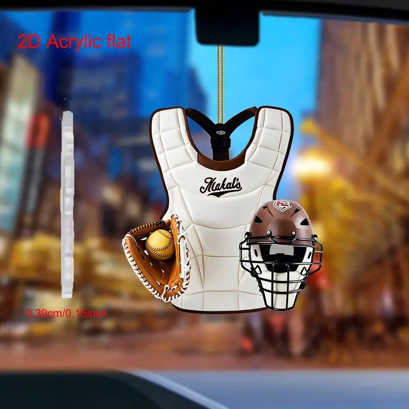 Nuevo producto divertido béisbol acrílico plano colgante de coche accesorios de mochila regalo de cumpleaños decoración del hogar