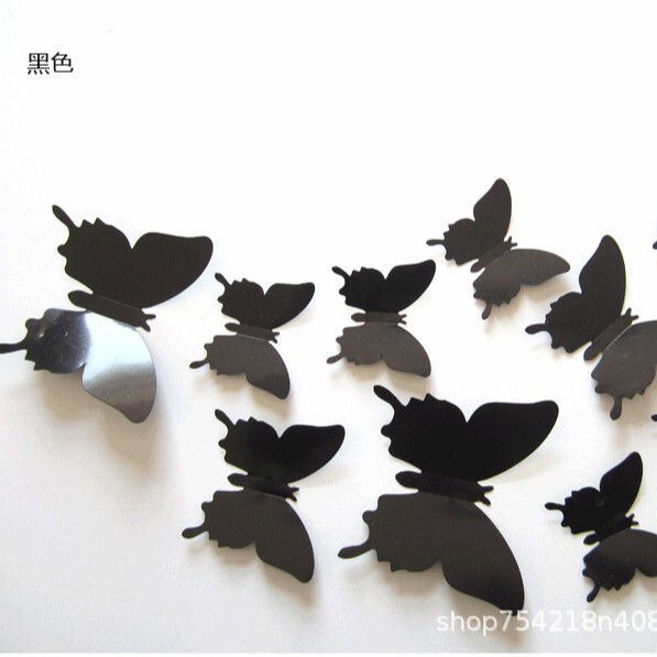 Foreign Trade Hot Selling 12 Stereo Butterfly Pvc Material 3D Butterfly Wall Stickers Bedroom Living Room Home Decoration