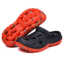 批发跨境双色包头凉拖男士户外运动休闲沙滩洞洞鞋厚底凉拖鞋定制