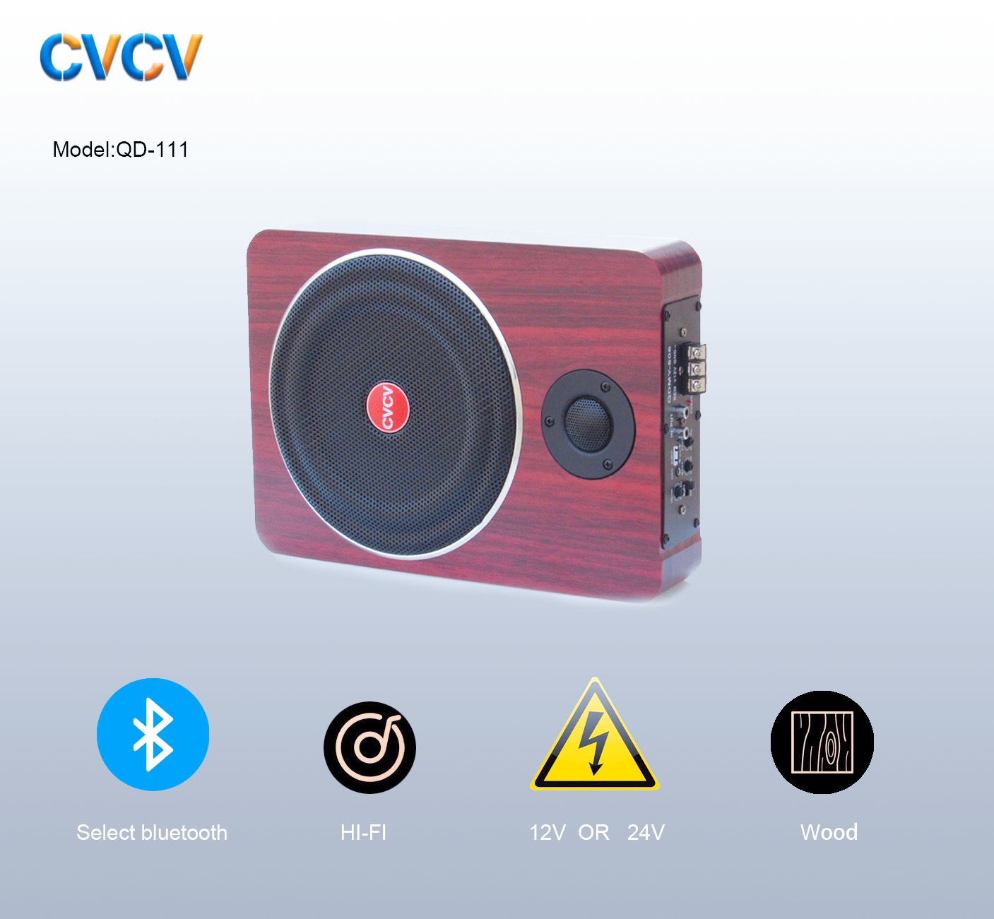 8 inch Bluetooth active ultra-thin car audio Car Subwoofer 12V24V high-power pair seat speaker